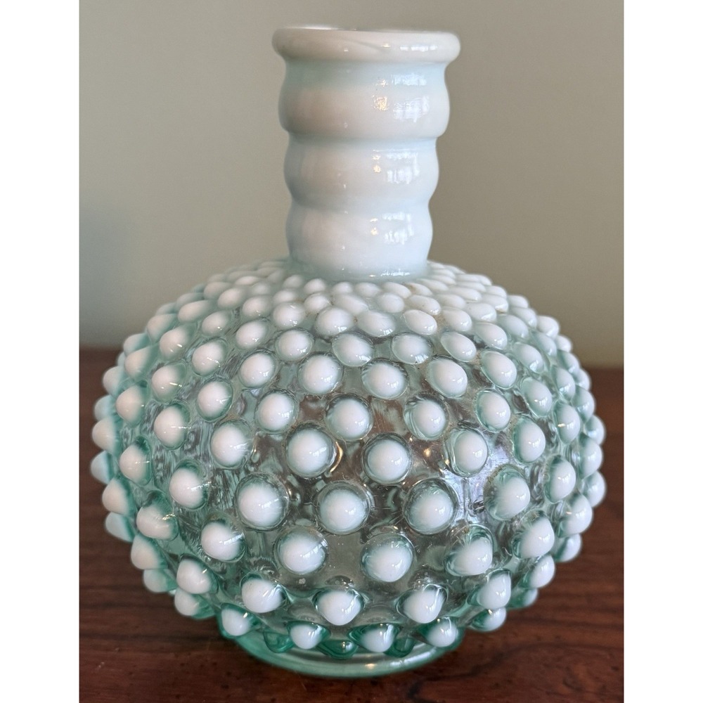 VTG Fenton Hobnail Cologne Bottle Aqua‎ Blue Romanticism Glass Bottle